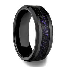 Purple Wedding Rings, Matching Wedding Band Sets, Black Ring Box, Matching Ring Set, Galaxy Black, Mens Wedding Bands Unique, Rings Men, Purple Things, Pandora Ring