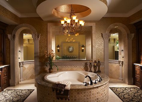 Bath Mediterranean House Plan, Mediterranean House Plans, Mediterranean Kitchen, Mediterranean Style Homes, Decor Baie, Mediterranean Home, Dream Bathrooms, Mediterranean Homes, Design Living Room