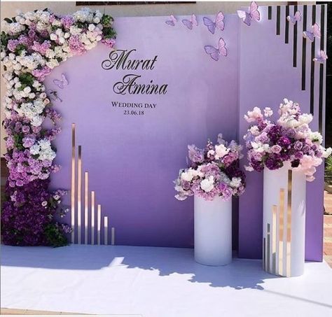 Stage Design Wedding, Stage Decorations Wedding, New Home Decor Ideas, Chic Home Decor Ideas, Purple Wedding Decorations, Wedding Hall Decorations, Wedding Background Decoration, Wedding Entrance Decor, Diy Wedding Backdrop