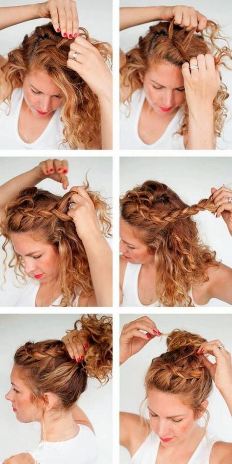 Blond Cenușiu, Hair Knot Tutorial, Jerry Curl Hair, Curly Hair Braids, Top Knot Hairstyles, Curly Hair Updo, Curly Hair Inspiration, Curly Hair Routine, Curly Hair With Bangs