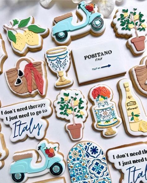 Wedding Biscuit, Italy Party, Italian Themed Parties, Summer Appetizers Easy, Italian Theme, Cookies Theme, Summer Appetizer, Fondant Cookies, Italian Cookies