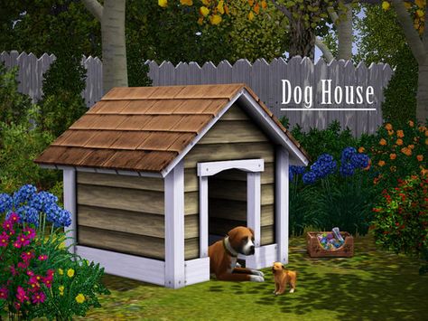 Murano's Dog House Dogs Sims 4 Cc, Sims 4 Dog, Sims 4 Pet Cc, Sims 4 Pets Mod, Feral Cat House, Sims Pets, Outdoor Dog House, Sims 3 Mods, The Sims 3 Cc