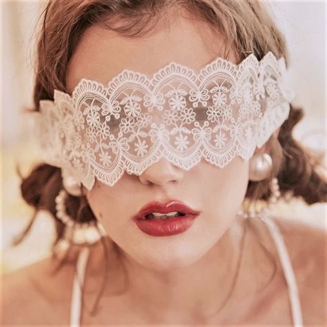 Lolita Lingerie Victorian White Lace Mask Blindfold | Etsy Eye Mask Aesthetic, Lace Blindfold, Lace Eye Mask, Masquerade Mask Women, Lace Masquerade Masks, Elegant Lingerie, Lace Mask, White Mask, Eye Cover