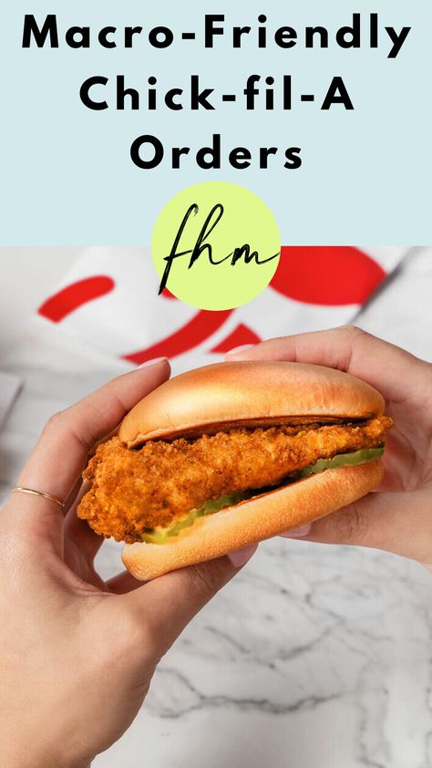 Macro-Friendly Chick-fil-A Orders Healthy Chick Fil A Order, High Protein Fast Food Options, Macro Friendly Fast Food, Easy Macro Friendly Recipes, High Protein Fast Food, Macro Foods, Macro Tracking, Healthy Fast Food Options, Macro Meal Plan