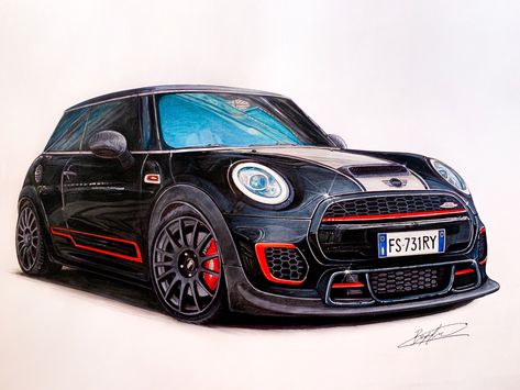 Drawing Mini, Mini Cooper Custom, Story Pics, Enduro Motorcycle, Creative Kids Crafts, Urban Sketch, John Cooper Works, John Cooper, Car Drawings