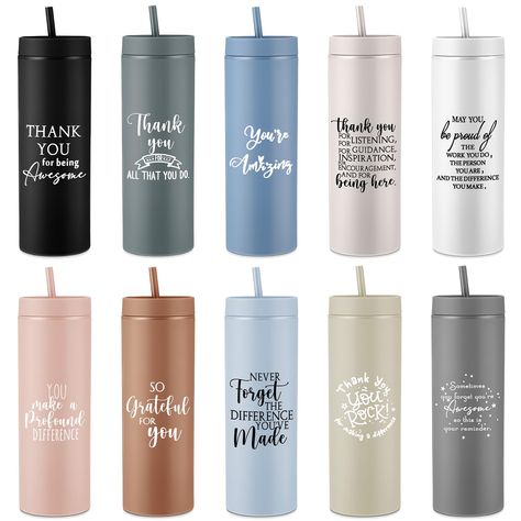 PRICES MAY VARY. Thank You Gifts: the package includes 10 pieces of thank you tumblers, sufficient quantity to meet your daily use and replacement needs, and you can also share them with employees, coworkers, volunteers, staff, students, teachers, coaches, soccer team, softball team and more Inspirational Themed Design: the skinny tumblers are printed with the inspirational quotes [Thank You for Being Awesome], [May You Be Proud of the Work You Do], and more, inspirational gifts can encourage th Staff Gift Ideas, Pharmacy Technician, Employee Appreciation Gifts, Softball Team, Plastic Tumblers, Employee Appreciation, Appreciation Gifts, Soccer Team, Tumblers With Lids