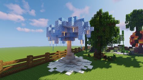 LET IT SNOW ! ICE TREE IN MINECRAFT . Build yours NOW! Ice Path Minecraft, Ice Tree Minecraft, Minecraft Snow Decorations, Ice Kingdom Minecraft, Minecraft Ice Sculpture, Snow Build Minecraft, Minecraft Ice Village Ideas, Ice Spikes Minecraft, Ice Biome Minecraft Builds