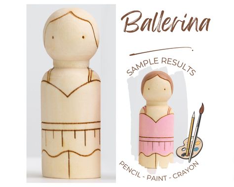 Eyfs Small World, Montessori Crafts, Ballet Doll, Waldorf Education, Pencil Painting, Peg People, Wooden Doll, Peg Doll, Doll Ideas