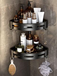 Bathroom Organisers, Corner Organizer, Design Interior Baie, Bathroom Corner Storage, Contemporary Bathroom Accessories, Shelves Corner, Wall Mounted Storage Shelves, Bathroom Corner Shelf, Wall Mounted Bathroom Storage