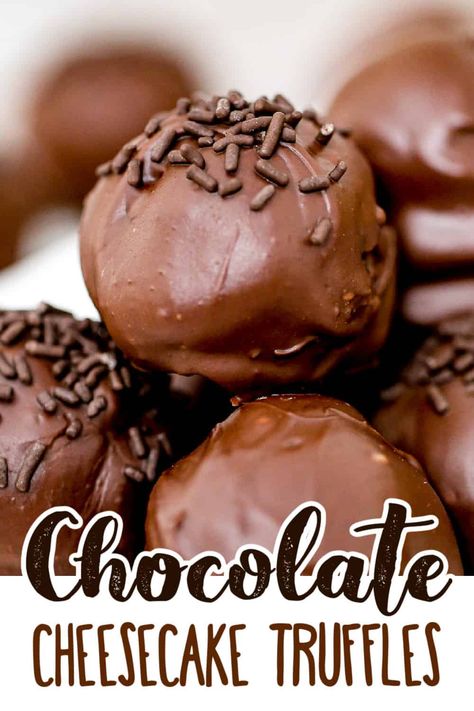 Chocolate Cake Cheesecake Truffles Easy Chocolate Treats, Chocolate Cheesecake Truffles, Chocolate Cake Cheesecake, Chocolate Treats Easy, Chocolate Cheesecake Bites, Creamy Chocolate Cheesecake, Truffle Recipes, Dry Cake, Cheesecake Truffles