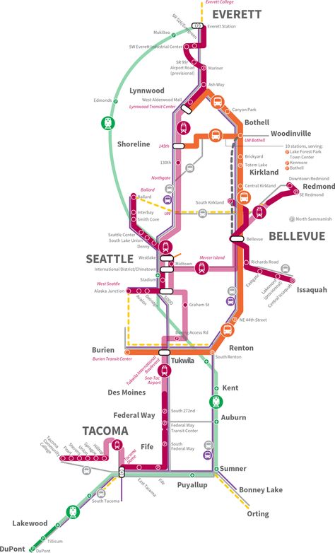 What You Don’t Understand About Seattle’s Light Rail Expansion May Doom the System | The Urbanist Transit Map, Seattle Center, Lake Union, Mercer Island, West Seattle, Light Rail, Union Station, Puget Sound, West Lake