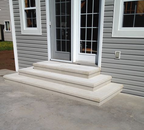 Cement Steps, Outside Steps, Patio Stairs, Front Door Steps, Front Porch Steps, Porch Stairs, Brick Steps, Cement Patio, Concrete Patio Designs