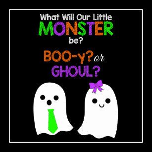 Halloween themed gender reveal! Will it be a boo-y or ghoul?! #halloween #halloweengenderreveal #genderreveal #boo-yorghoul Halloween Baby Gender Reveal, Booy Or Ghoul, Halloween Gender Reveal Party, Gender Reveal Halloween, Baby Gender Reveal Ideas, Party Guest Book, Shower Photos, Themed Gender Reveal, Halloween Gender Reveal