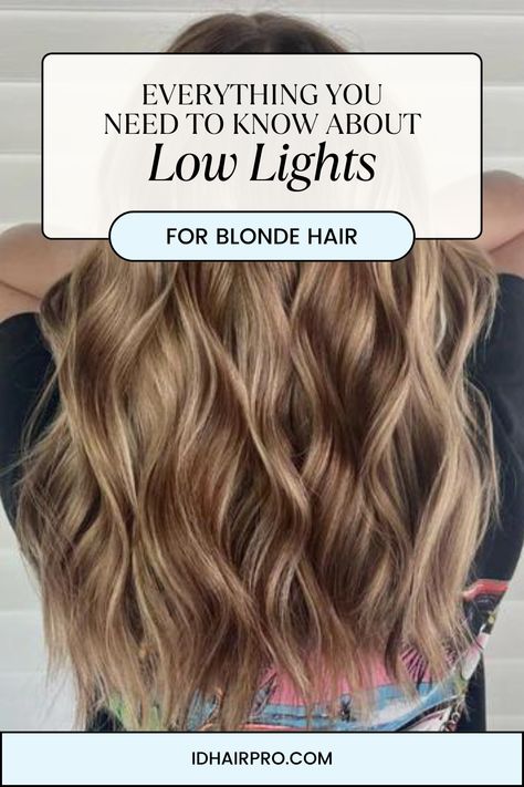 Back view of a woman with blonde hair featuring low lights, providing tips on adding depth and volume to blonde hair using low lights, choosing the right shade, and maintaining vibrant color. Blonde Hair Lowlights Dark, Adding Low Lights To Blonde Hair Before And After, Add Brown Lowlights To Blonde Hair, Partial High And Low Lights, Low Lights With Highlights, Diy Low Lights Hair At Home, Adding Low Lights To Blonde, How To Add Lowlights To Blonde Hair Diy, Add Lowlights To Blonde Hair