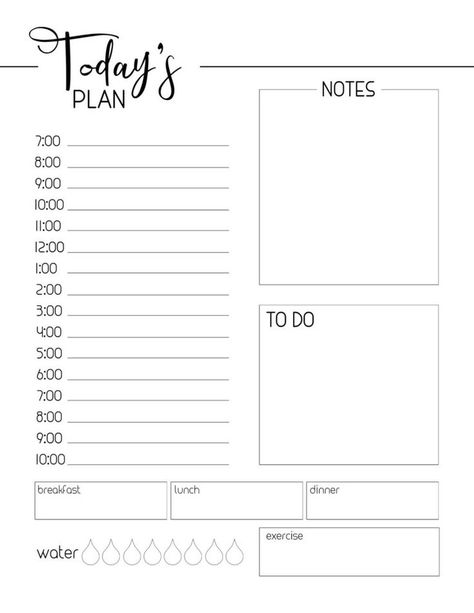 Free Printable Daily Planner Template. Day planner page to print and use. Organiz your home office plan each day through the year. #papertraildesign #office #homeoffice #work #getorganized #plannerpages #plan #planning Free Printable Daily Planner Template, Free Printable Daily Planner, Daily Calendar Template, Day Planner Template, Office Transformation, Notes Plan, Daily Planner Printables Free, Free Daily Planner, Daily Schedule Template