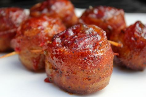 Bacon Wrapped Kielbasa, Wrapped Meatballs, Bacon Explosion, Bacon Wrapped Meatballs, Pork Bacon, Smoked Pulled Pork, Smoked Meat Recipes, Smoked Meats, Beef Meatballs