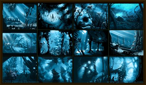 Art Thumbnails, Underwater Illustration, Mermaid Books, Underwater Caves, Ocean Backgrounds, Underwater Art, Color Script, Avatar 2, Pandora Avatar