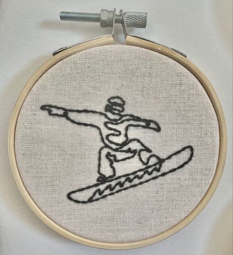 3” embroidery of a line drawing of a snowboarder Snowboarding Embroidery, Snowboard Embroidery, Manly Embroidery Ideas, Embroidery Skateboard, Surfer Embroidery, Ski Embroidery, A Line Drawing, Crochet Graphs, Challenge Accepted