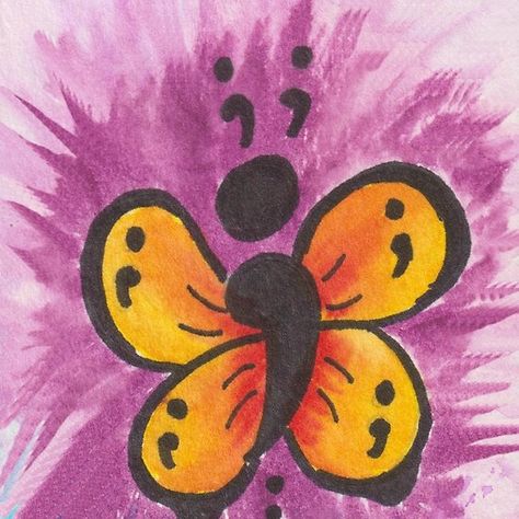 Choose Joy Semicolon Butterfly Butterfly And Semicolon, Semi-colon Butterfly Aesthetic Wallpaper, Butterfly Semi Colon Painting, Semi-colon Butterfly Tattoo Aesthetic, Semicolon Project, Choose Joy, Canvas Painting Diy, Iphone Wallet, Little Sisters