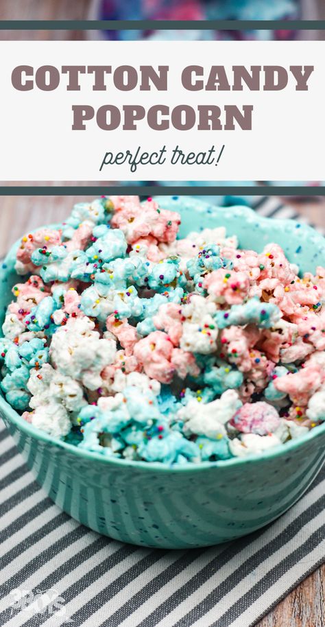 This Cotton Candy Popcorn Recipe is calling your name! The fun colors and flavor make this simple gourmet popcorn recipe a must! Confetti Popcorn Recipe, Blue Popcorn Recipe, Colored Popcorn Recipe, Candy Popcorn Recipe, Cotton Candy Popcorn, Cotton Candy Recipe, Gourmet Popcorn Recipes, Classic Coleslaw Recipe, Colored Popcorn