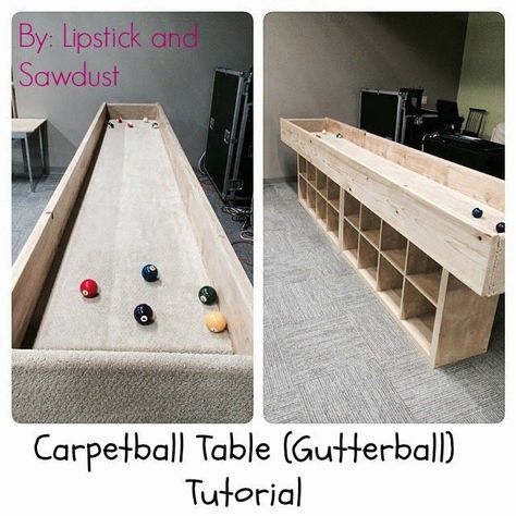 Carpetball Table. Carpet Ball tutorial by Lipstick and sawdust. Playhouse Plans Diy, Carpet Ball, Diy Yard Games, Youth Rooms, Bar Stuff, Building Things, Playhouse Plans, Build A Playhouse, Shuffleboard Table