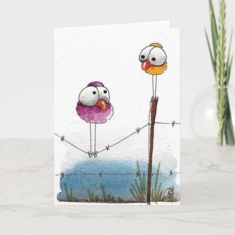 Easy Watercolour Card Ideas, Watercolor Get Well Cards Handmade, Spring Watercolor Cards, Watercolor Greeting Cards Handmade, Watercolor Cards Diy, Card Painting Ideas, Watercolor Card Ideas, Birds Doodle, Bird Doodles