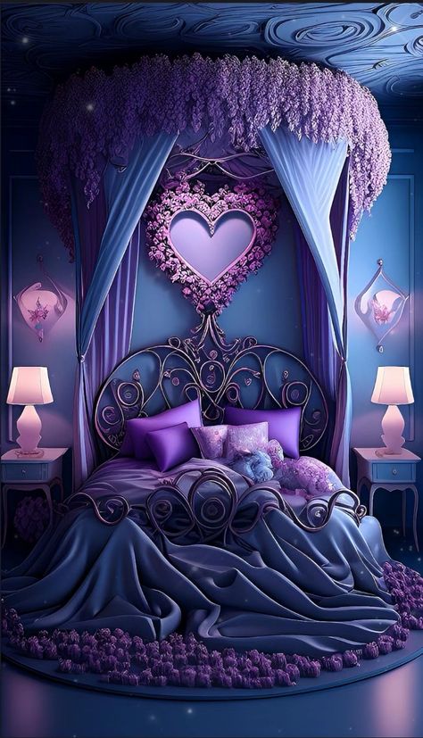 Main Bedroom Ideas, Adult Bedroom Ideas, Bedroom Ideas Interior Design, Purple Bedroom Design, Young Adult Bedroom, Relaxing Bedroom Ideas, Decorating Ideas Bedroom, Magical Bedroom, Interior Design Examples