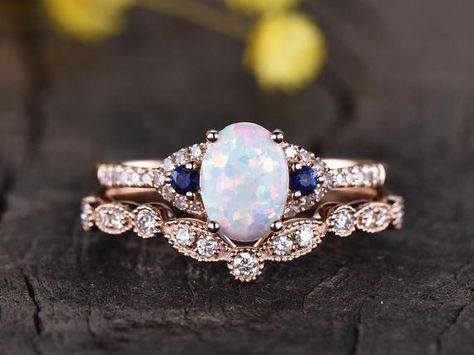 Opal Engagement Ring Rose Gold, Marriage Rings, Fire Opal Engagement Ring, Opal Engagement Ring Set, Art Deco Sapphire Ring, Vintage Sapphire Ring, Floral Comforter, Opal Engagement Ring, Future Engagement Rings