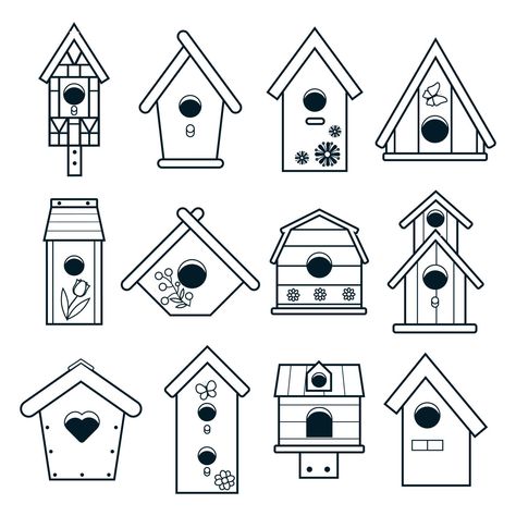 How To Draw A Bird House, Bird House Doodle, Birdhouse Drawing Simple, Bird Houses Drawing, Birdhouse Doodle, Bird House Tattoo, Bird House Illustration, Bird House Drawing, Birdhouse Drawing