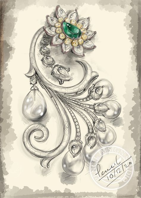 Vintage Jewelry Illustration, Anna Hu, Jewellery Illustration, Jewelry Sketch, Jewel Drawing, Necklace Drawing, Bridal Diamond Necklace, Peacock Jewelry, Jewelry Rendering