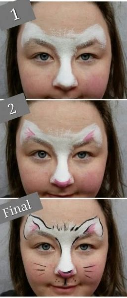 Easy 3 Step Kitty - Facepaint.com Cat Face Paint Easy, Kids Face Painting Easy, Dog Face Paints, Cat Face Makeup, Easy Halloween Face Painting, Easy Face Painting Designs, Kitty Face Paint, Animal Face Paintings, Black Face Paint