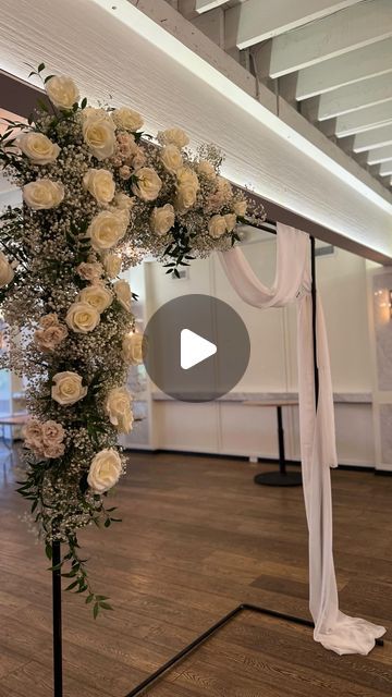 Giulia |  Toronto Event Florist and Designer on Instagram: "Still swooning at this babies breath and white rose arch for Kaitlyn and Chris ☁️🤍

The character and charm  of the exposed brick in the Broadview Hotel’s Lincoln Hall created the perfect backdrop to make this simple yet classic piece pop

Now booking wedding and event florals for 2024 and 2025 🌿
.
.

#torontoflorist #torontoevents #torontoweddingflowers #torontosmallbusiness #torontosmallbiz #torontoflowers #torontodelivery #broadviewhotel #broadviewhotelwedding #broadviewhoteltoronto" White Rose Arch, Simple Wedding Arch, Hotel Wedding Ceremony, Ceremony Arches, Rose Arch, Event Florals, Babies Breath, Now Booking, Ceremony Arch