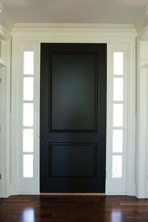 Traditional two panel square fiberglass front door. Front Door Two Panels, Traditional Home Front Door, Two Panel Front Door, Black Front Door No Windows, Solid Black Front Door, Front Door No Windows, 2 Panel Front Door, Shaker Front Door, Plain Front Door