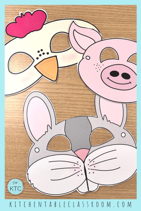 Cow Masks For Kids, Pig Mask For Kids Free Printable, Pig Mask Printable, Farm Animal Masks Printable Free, Printable Cow Mask, Felt Animal Masks Free Printable, Farm Animal Masks, Chicken Mask, Animals Masks For Kids Printable