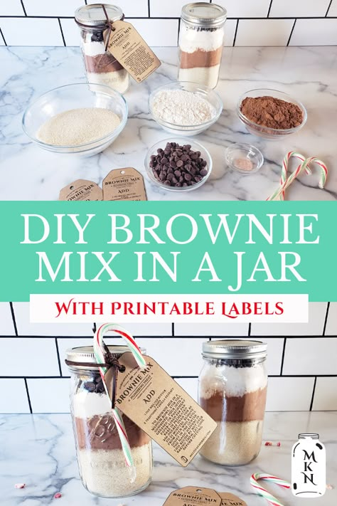 Everyone needs an easy DIY from-scratch homemade brownie mix in a jar. One that tastes better than the store-bought processed version, whips up super quick and doesn't use any special ingredients. Brownie Mix In A Jar Recipe, Brownie Mix In A Jar, Diy Brownies, Pantry Mixes, Perfect Brownie Recipe, Holiday Brownies, Brownies In A Jar, Brownie Mix Recipes, Homemade Brownie Mix