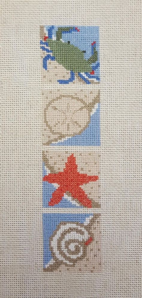 Minis from the Seashore Help You Hold onto Summer Seashell Cross Stitch, Shell Cross Stitch, Sand Dollar Shell, Cross Stitch Map, Shell Cross, Cross Stitch Sea, Holiday Cross Stitch Patterns, Cross Stitch Border Pattern, Summer Craft