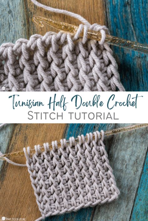 Half Double Crochet Stitch Tutorial, Double Crochet Stitch Tutorial, Tunisian Crochet Free, Tunisian Stitches, Basket Weave Crochet, Double Ended Crochet, 2023 Crochet, Crochet Waffle Stitch, Crochet Tunisian