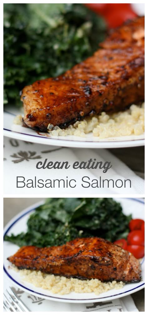 One of my favorite salmon recipes = Clean Eating Balsamic Salmon Balsamic Salmon Recipes, Balsamic Salmon, Smoothie Detox, Recipes Clean Eating, Detox Smoothie, Sea Food, Seafood Dishes, 21 Day Fix, Clean Recipes