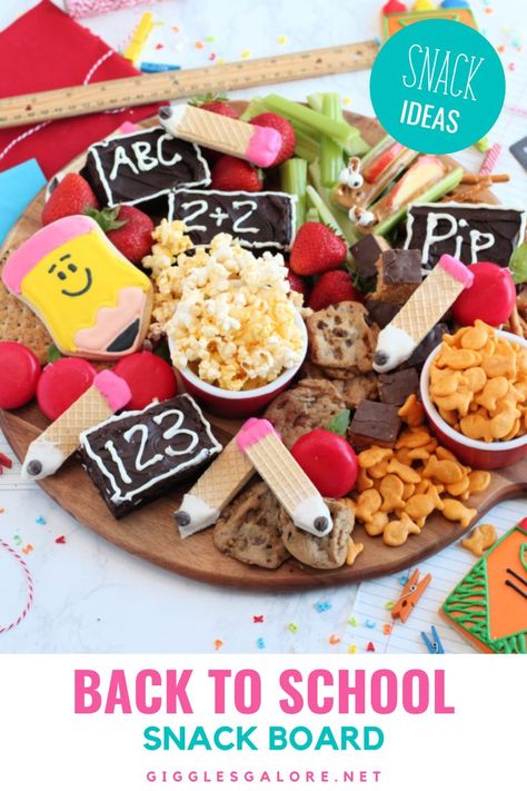 Back To School Snack Board, First Day Of School After School Snack, First Day Of School Snack, Back To School Food Ideas, Backyard Bonfire Party, Back To School Snacks, Back To School Decorations, Back To School Party Ideas, Back To School Bash