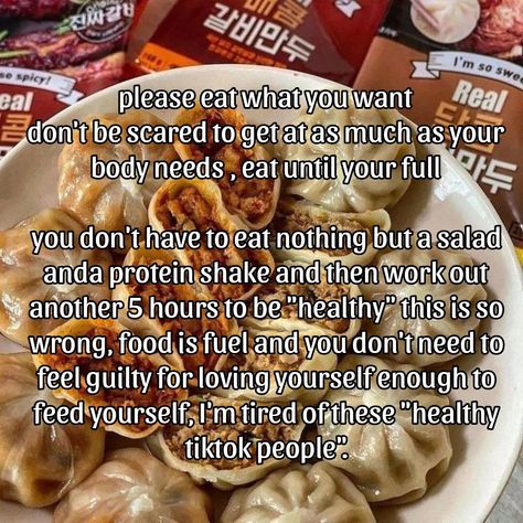 Eat what you want until your full when you want without feeling guilty pleasee<33 Feeling Guilty When Eating, Gaslighting Myself, Feeling Guilty, My Food, Im Tired, Food Is Fuel, Protein Shakes, Feelings