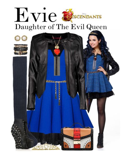 "Evie, Descendants" by supercalifragilistica ❤ liked on Polyvore featuring Disney, Boohoo, Unique Vintage, Miu Miu, Zara, Chicwish, Samantha Wills, MANGO, Bettie Page and Kendra Scott Evie Costume Descendants, Evie Costume, Descendants Clothes, Evil Queen Costume, Evie Descendants, Descendants Costumes, Disney Inspired Fashion, Disney Clothes, Character Inspired Outfits