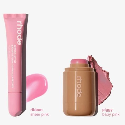 Rhode beauty Pink Lip Gloss and Cheek Blush Eye Makeup duo SET Piggy and Ribbon Rhode Makeup, Blush Eye Makeup, Rhode Blush, Rhode Beauty, Monochromatic Looks, Rhode Skin, Cheek Blush, Pink Lip Gloss, Fall Days