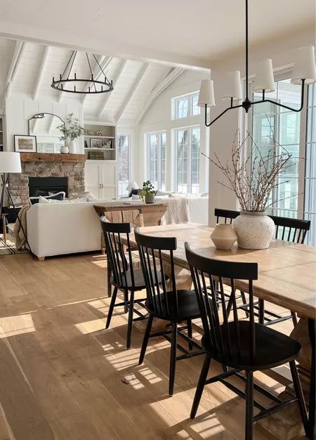 Last Day Of January, Flowering Branches, Bohemian Dining Room, Dining Room Paint Colors, Modern Farmhouse Dining Room, Black Dining Room Chairs, Classic Dining Room, Farmhouse Chairs, Dining Room Paint