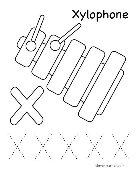 X is for xylophone color activity for preschool X Is For Craft Preschool, X For Alphabet, Letter X Activity For Preschool, Letter X Preschool Crafts, Letter X Crafts For Toddlers, X Craft, X Is For Craft, Preschool Letter X Activities, X Coloring Page