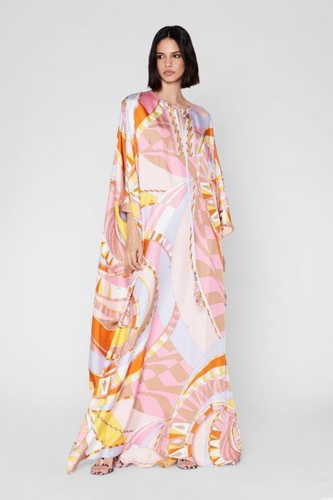 Pucci Dress, Pajamas All Day, Silk Kaftan, Long Dress Casual, Plus Dresses, Emilio Pucci, Relaxed Style, Colorful Fashion, Silk Printing