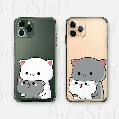 Kawaii Iphone 11 Case, Phone Case For Couple, Gift For New Couple, Iphone 12 Cute Cases, Best Friend Phone Cases For 2, Couple Case Design, Matching Phone Cases Aesthetic, Best Friends Phone Cases, Couple Phone Cases Aesthetic