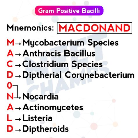 Gram Positive Vs Gram Negative Bacteria, Mnemonics For Biology Neet, Microbiology Mnemonics, Gram Positive Bacteria, Micro Biology, Pharmacy School Study, Microbiology Notes, Neet Biology, Medical Laboratory Science Student