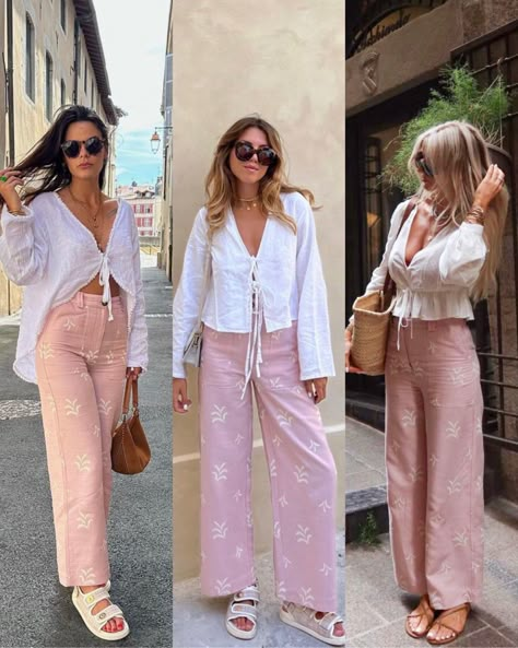 Outfits With Pink Pants, Pink Pant Outfit, Pink Pants Outfits, Daily Outfits Summer, Pink Pants Outfit, Mango Bag, Hermes Sandals, Celine Shoes, Zara Summer