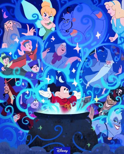 Magical Disney characters Films Movies, Fantasia Disney, Mickey Mouse Art, Disney Background, Disney Songs, Disney Fantasy, Disney Artwork, Disney Magic Kingdom, Disney Favorites