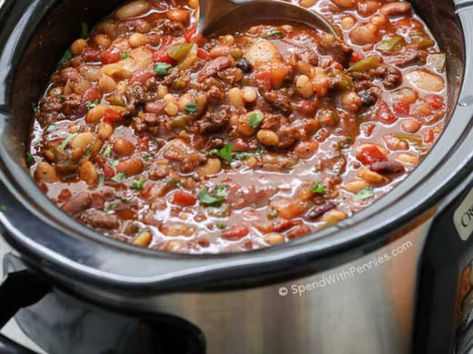 15 Bean Slow Cooker Chili | Hurst Beans 15 Bean Chili, Hearty Chili Recipe, 15 Bean Soup, Slow Cooker Chili Recipe, Bean Chili Recipe, Slow Cooker Roast, Avocado Hummus, Bean Chili, Slow Cooker Chili